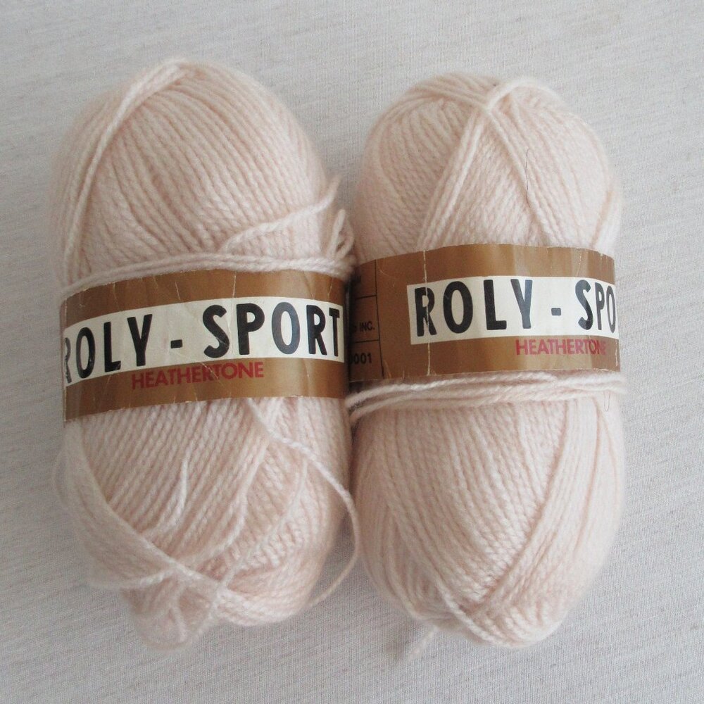 Lot of 2- VTG Skeins Roly Sport Acrylic Yarn # 4586 Pale Peach Same Dye Lot
